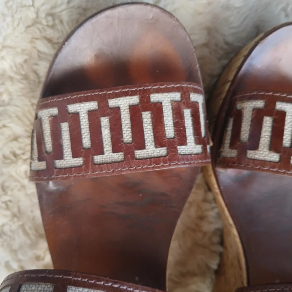 💎 Tory Burch Dark Brown Sandals with Patterned Straps REAGAN